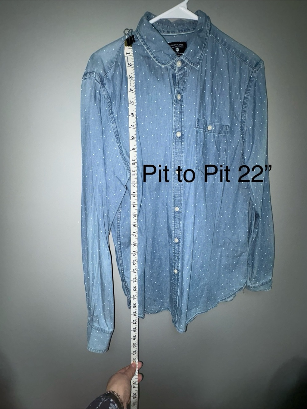Denim & Flower Men's Light Blue Dot-Print Casual Button-Down Shirt Slim Fit XL - Picture 5 of 5